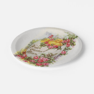 Baby Easter Chicks and Roses Paper Plates