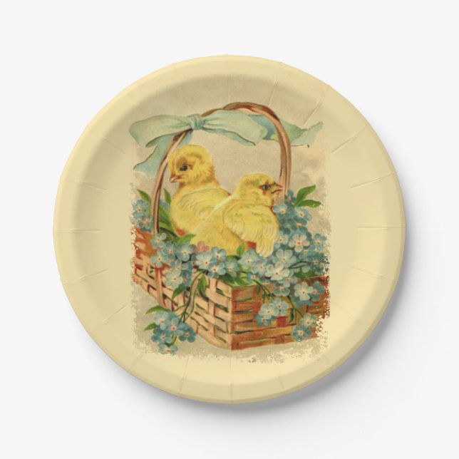 Baby Easter Chicks in a Basket Paper Plates (Front)