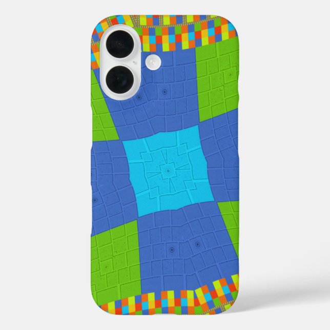 Baby eco green Chequered Blue cyan Case-Mate iPhone Case (Back)