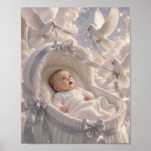 Baby - elegant doves decorating Bassinet Poster
