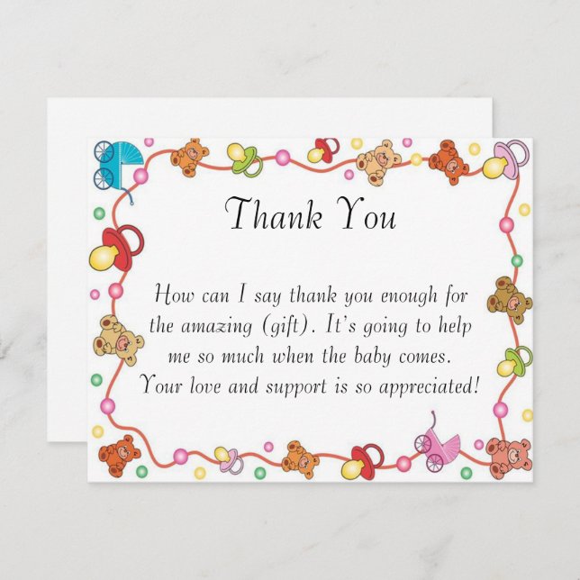 Baby Elements Baby Shower Thank You Card (Front/Back)