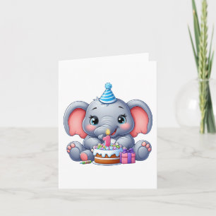 Baby Elephant 1st Birthday Card