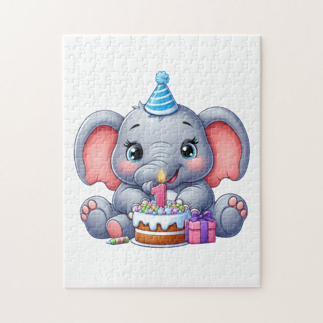 Baby Elephant 1st Birthday Jigsaw Puzzle (Vertical)