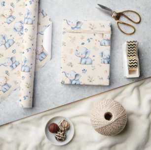 Baby elephant and baby gift  wrapping paper