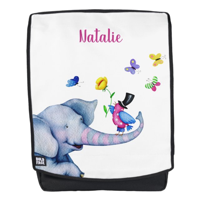 Baby Elephant And Bird Backpack (Front)