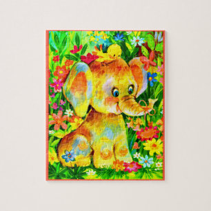 baby elephant and bird jigsaw puzzle