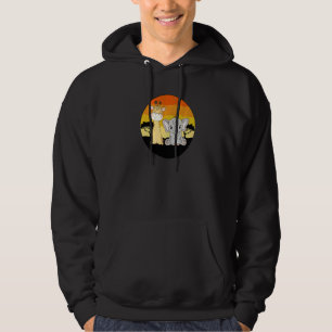 Baby Elephant And Giraffe Retro Sunset Elephants   Hoodie