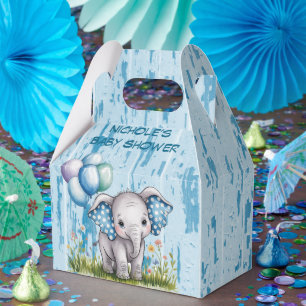 Baby Elephant and Wildflower Boy Baby Shower Favour Box