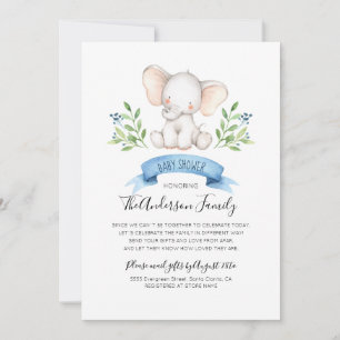 Baby Elephant Baby Shower By Mail Long Distance Invitation
