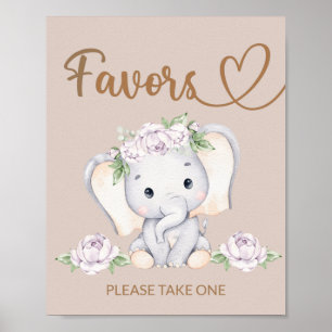 Baby Elephant Baby Shower Favours Sign