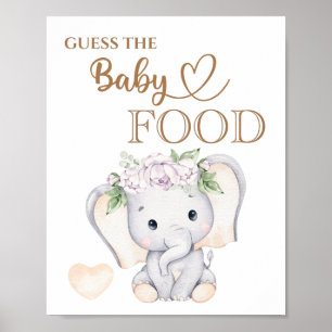Baby Elephant Baby Shower “Guess the Baby Food” Poster