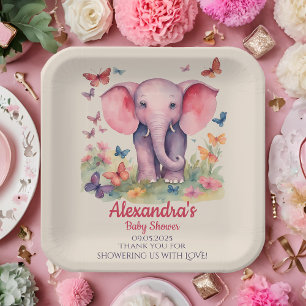 Baby Elephant Baby Shower  Paper Plate