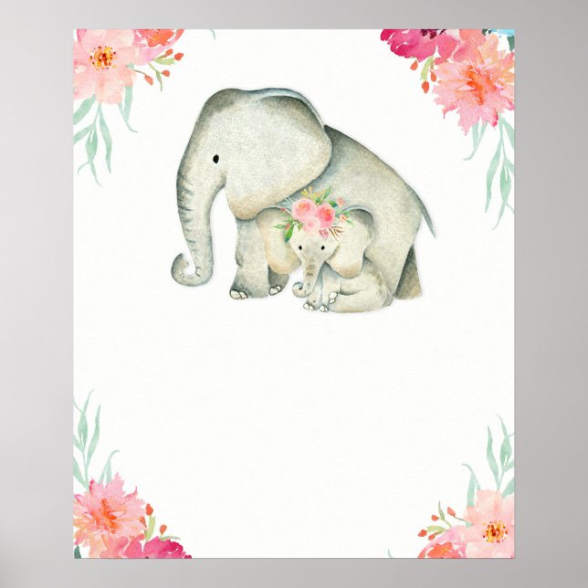 Baby Elephant Baby Shower Poster (Front)