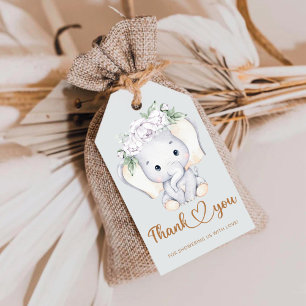 Baby Elephant baby shower thank you gift tags