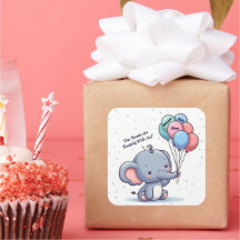 Baby Elephant Balloon Sticker
