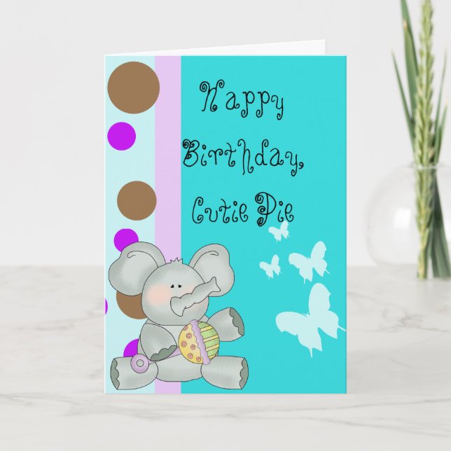 Baby Elephant Birthday Card (Front)