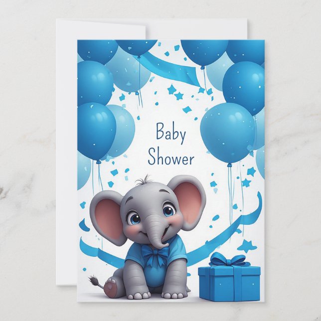 Baby Elephant Birthday Celebration 🐘 Invitation (Front)