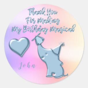 Baby Elephant Birthday Party Favour Thank You Classic Round Sticker