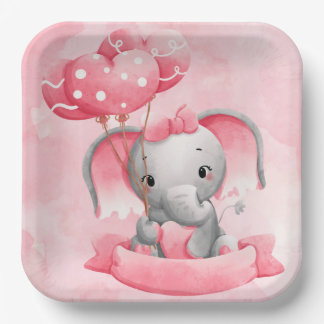 Baby Elephant Bliss: Elevate Your Baby Shower  Paper Plate
