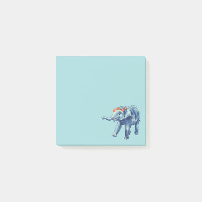 Baby Elephant Blue Cute Girly Kids Post-it Notes (Front)