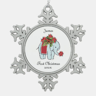 Baby Elephant blue First christmas ornament