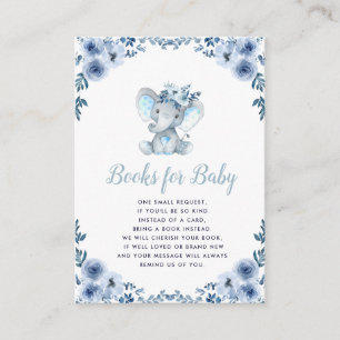baby elephant blue floral books for baby card