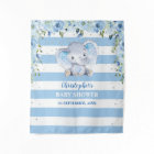 Baby elephant blus floral silver Baby Shower