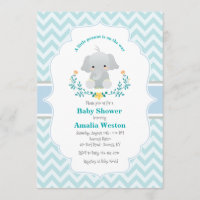 Baby Elephant Boy Baby Shower Invitation