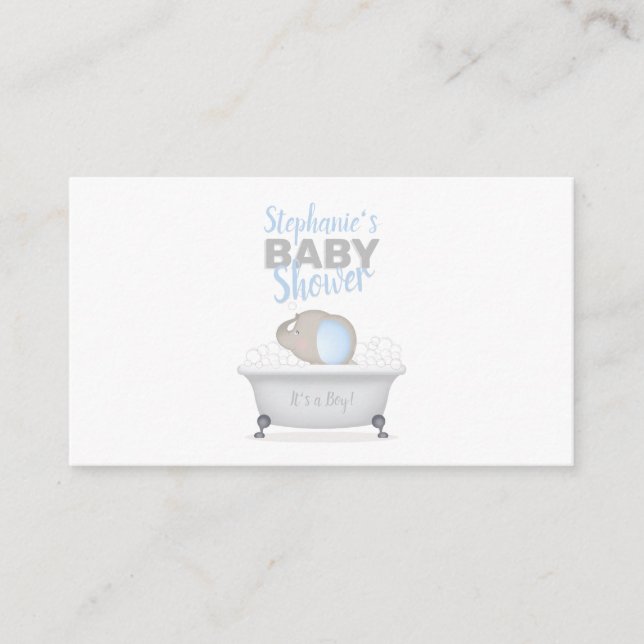 Baby Elephant Bubble Bath Diaper Raffle Enclosure Card (Front)
