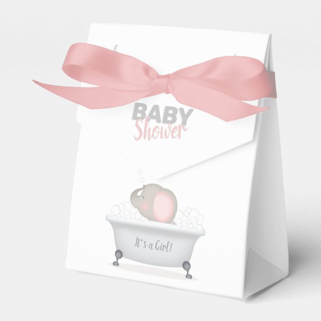 Baby Elephant Bubble Bath Girl Baby Shower Favour Box (Front Side)