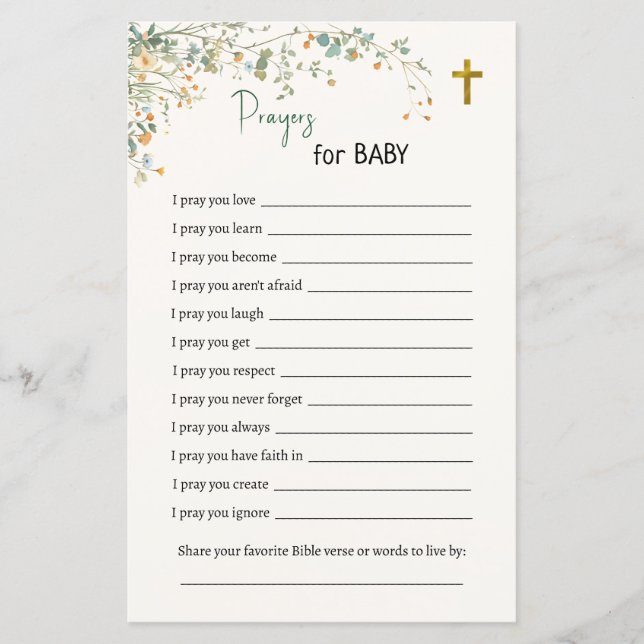 Baby Elephant & Butterflies Prayers for Baby Game  (Front)