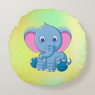 Baby Elephant Cartoon Clipart-64832 Round Cushion
