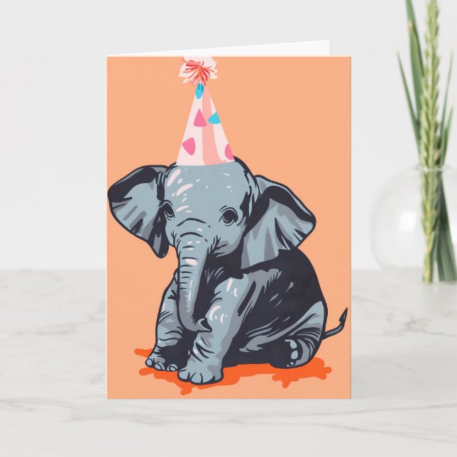 Baby Elephant Celebration Greeting Card (Front)
