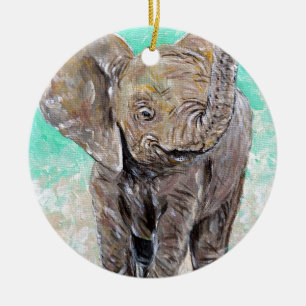 Baby Elephant Ceramic Tree Decoration
