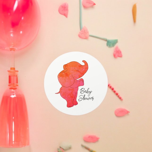 Baby Elephant Classic Round Sticker (Elephant Baby Shower party theme sticker,birthday party sticker,gift pack,envelope,return gift stick)