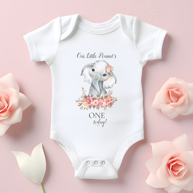 Baby Elephant Custom Age Birthday Girl Baby Bodysuit (Creator Uploaded)