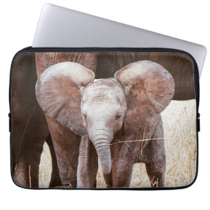 Baby Elephant Cute African Elephant with Mum Laptop Sleeve