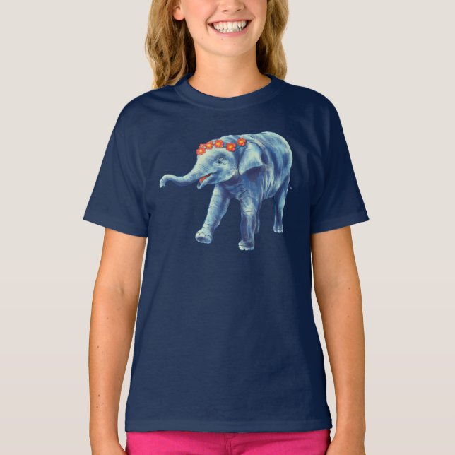 Baby Elephant Cute Girl T-Shirt (Front)