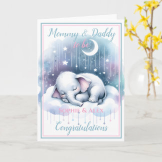 Baby Elephant Expecting Mummy & Daddy to be  Card