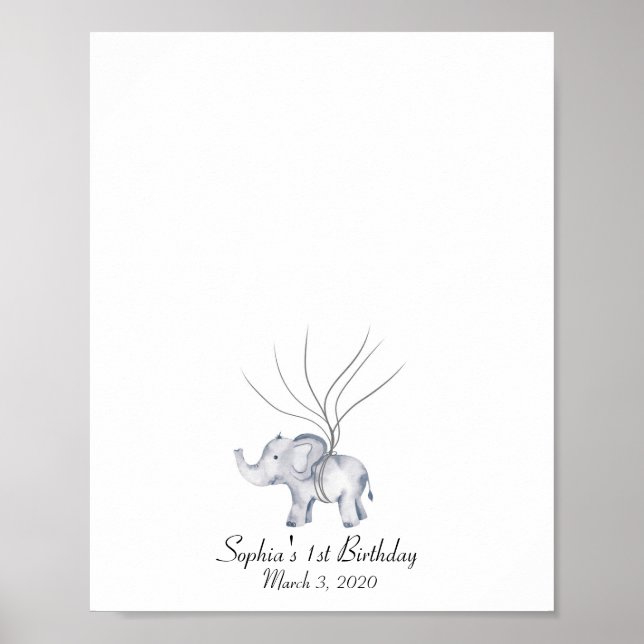 Baby Elephant Fingerprint Guestbook (Front)