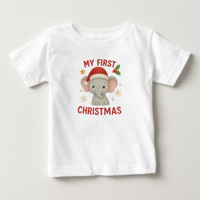 Baby Elephant First Christmas T-Shirt (Front)