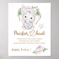 Baby Elephant & Flower Watercolor baby shower