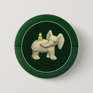 Baby Elephant & Frog 6 Cm Round Badge