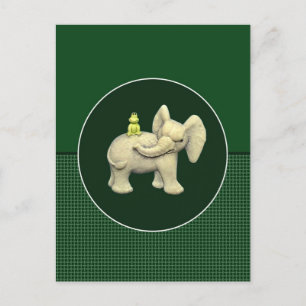 Baby Elephant & Frog Postcard