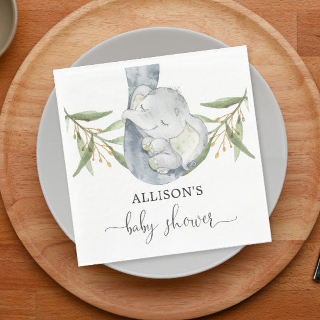 Baby elephant gender neutral watercolor napkin (Creator Uploaded)