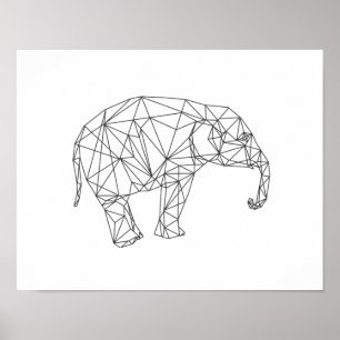 Baby elephant geometric minimalist nursery art poster