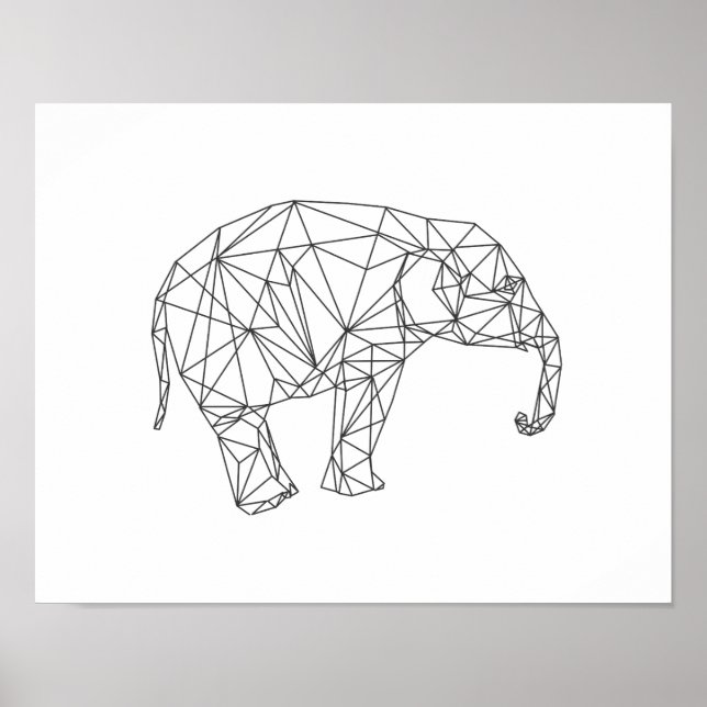 Baby elephant geometric minimalist nursery art poster (Front)