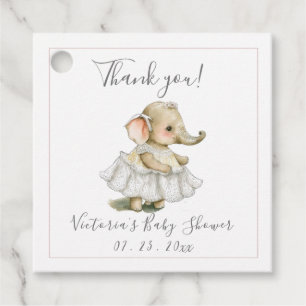 Baby Elephant Girl Baby Shower Favour Tags