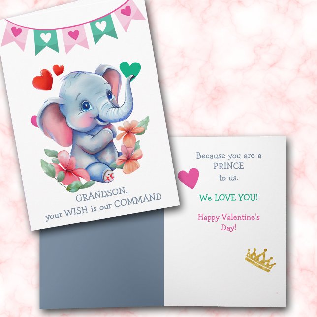 Baby Elephant Grandson Prince Valentine Holiday Card (Creator Uploaded)