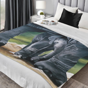 Baby Elephant Grey Cute Fleece Blanket